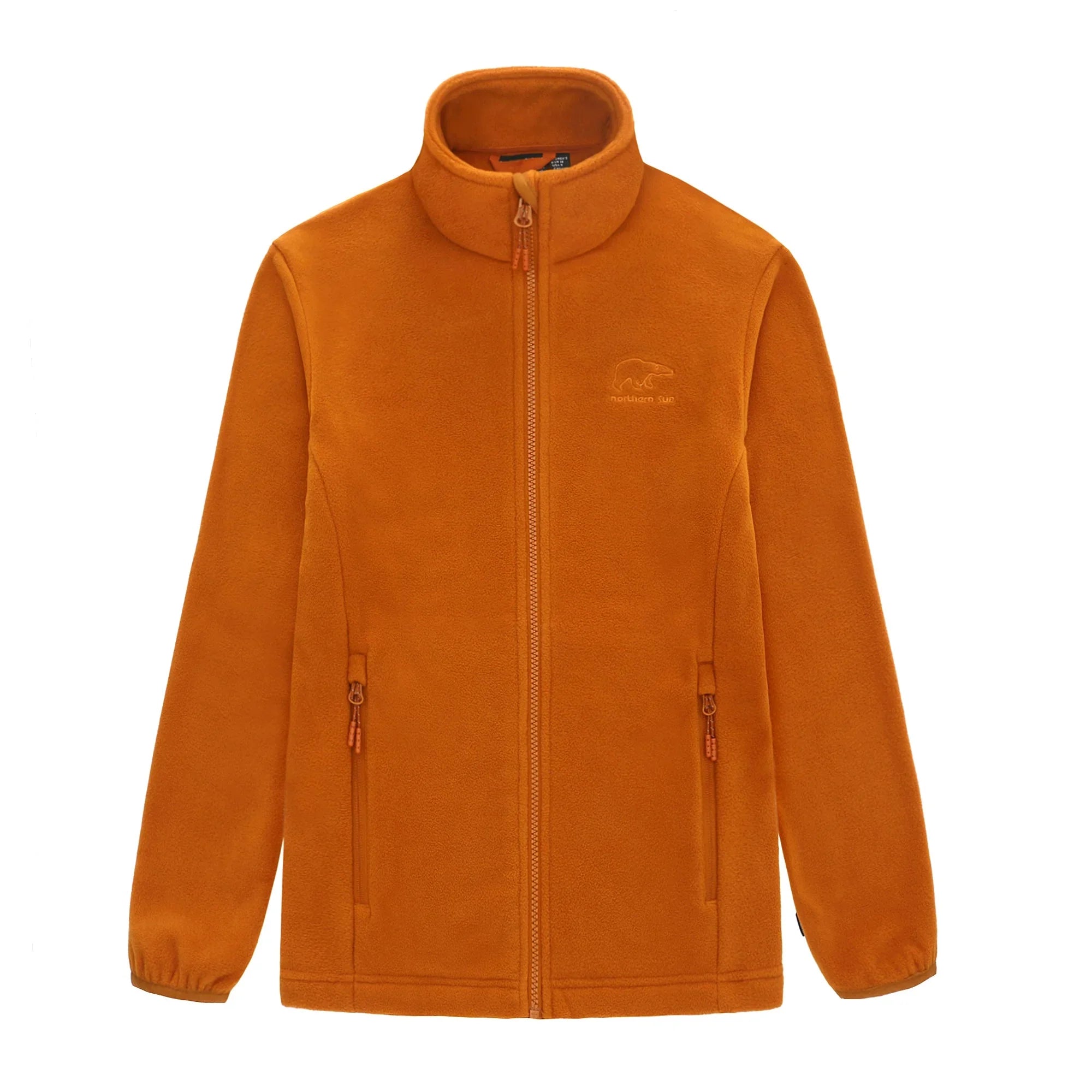 Northern Sun women's orange 3-in-1 fleece jacket with zippers and logo on chest