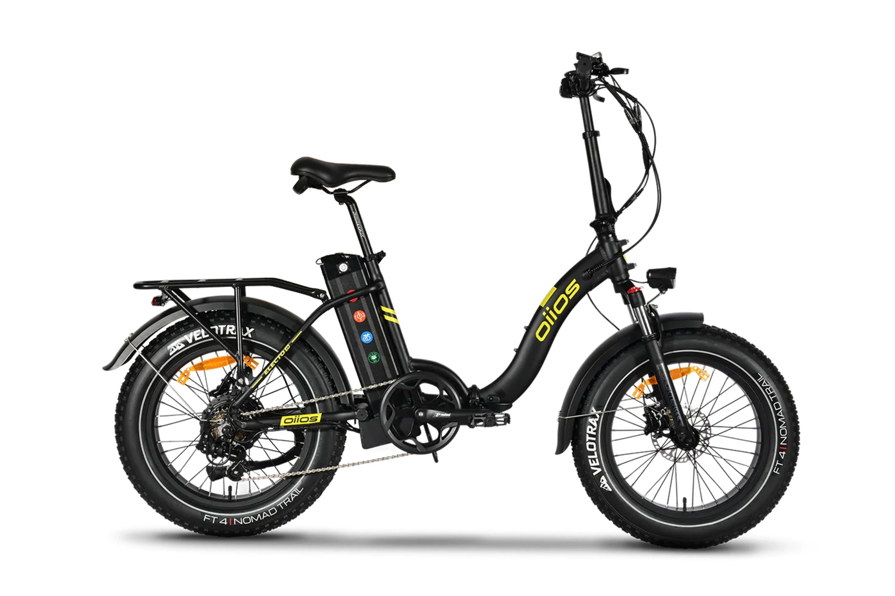 Oiios Electo 16 midnight black electric bike with fat tires on white background
