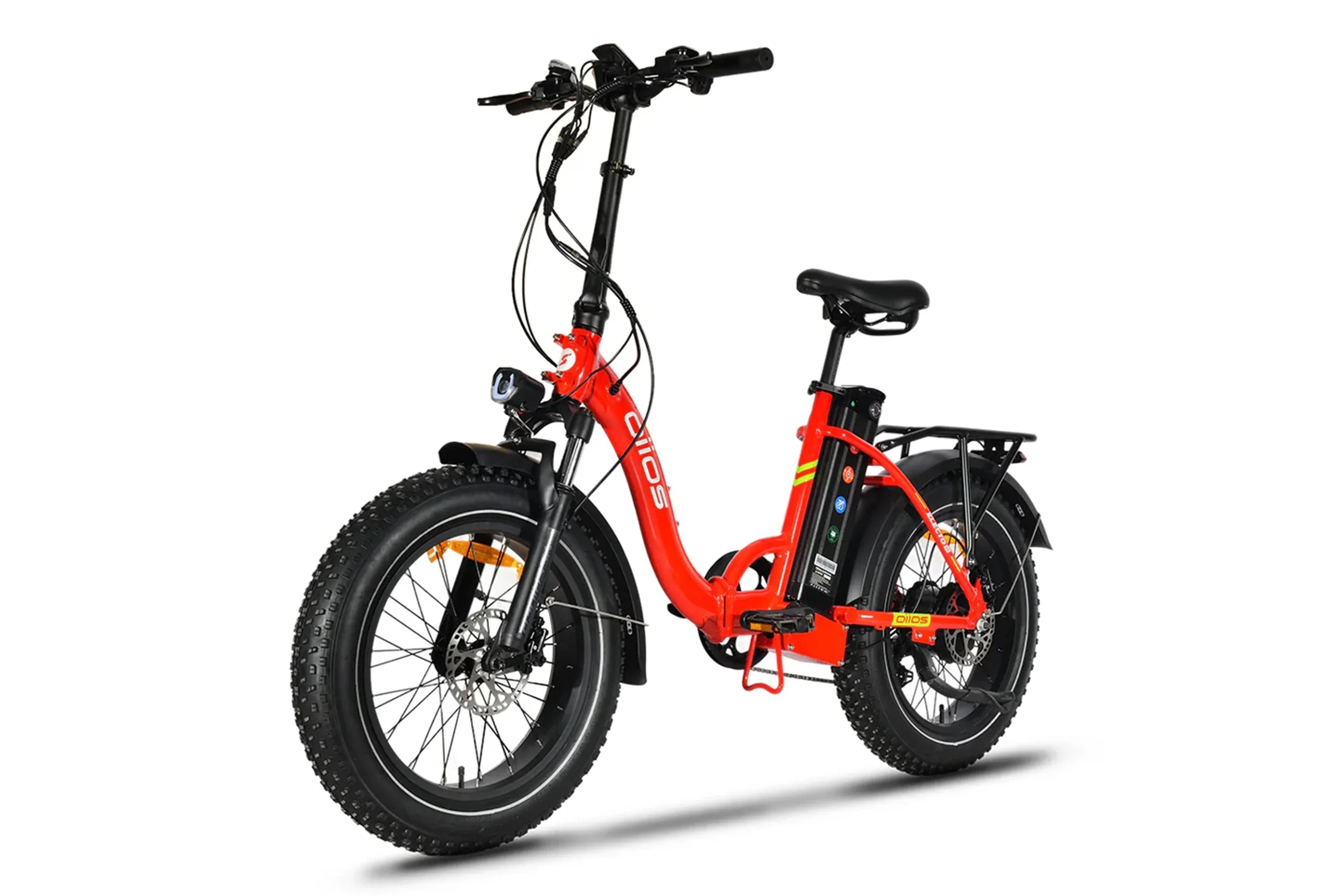 Oiios Electo 5 vivid orange electric bicycle with fat tires on white background