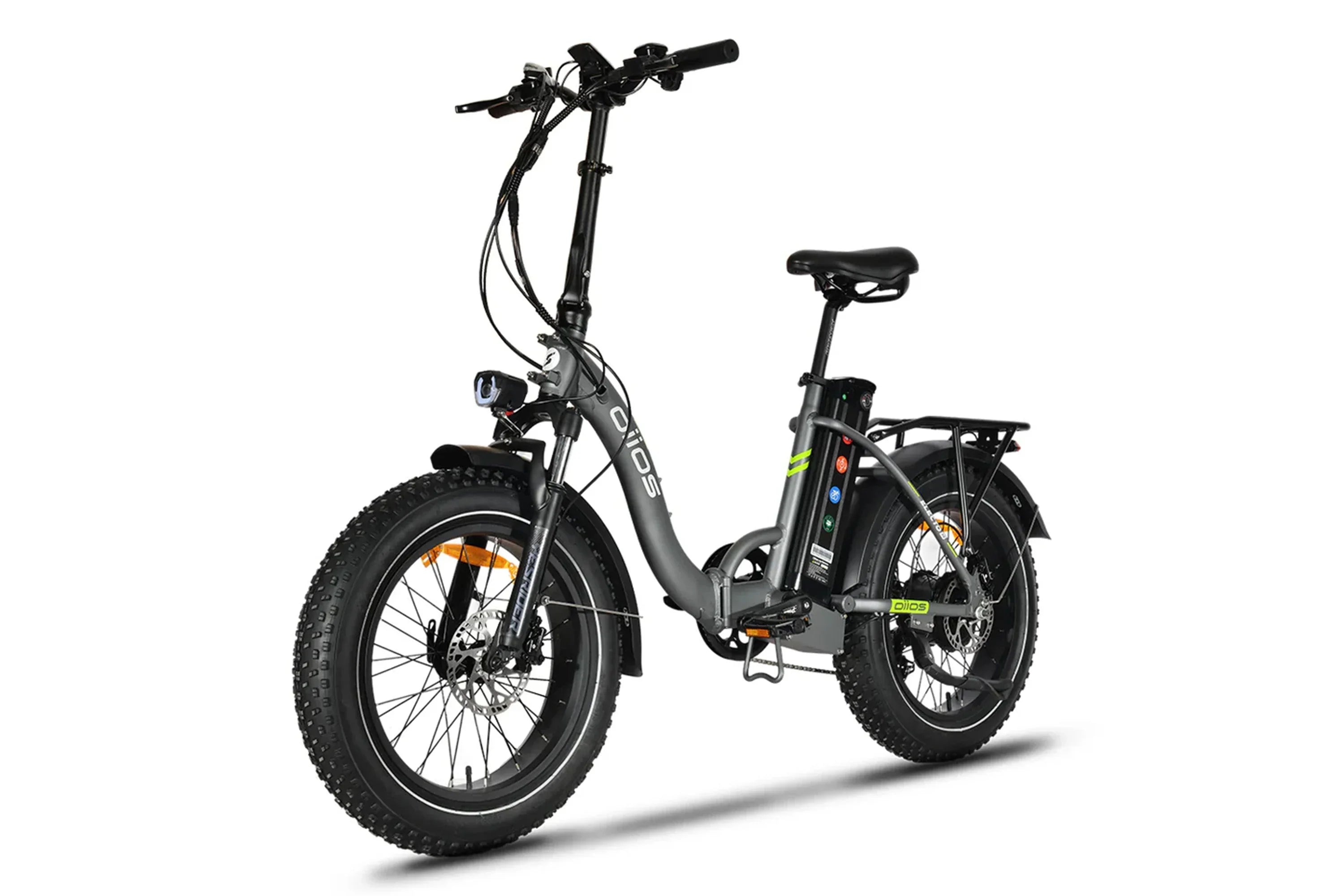 oiios Electo 3 Classic grey self-charging e-bike with fat tires on white background