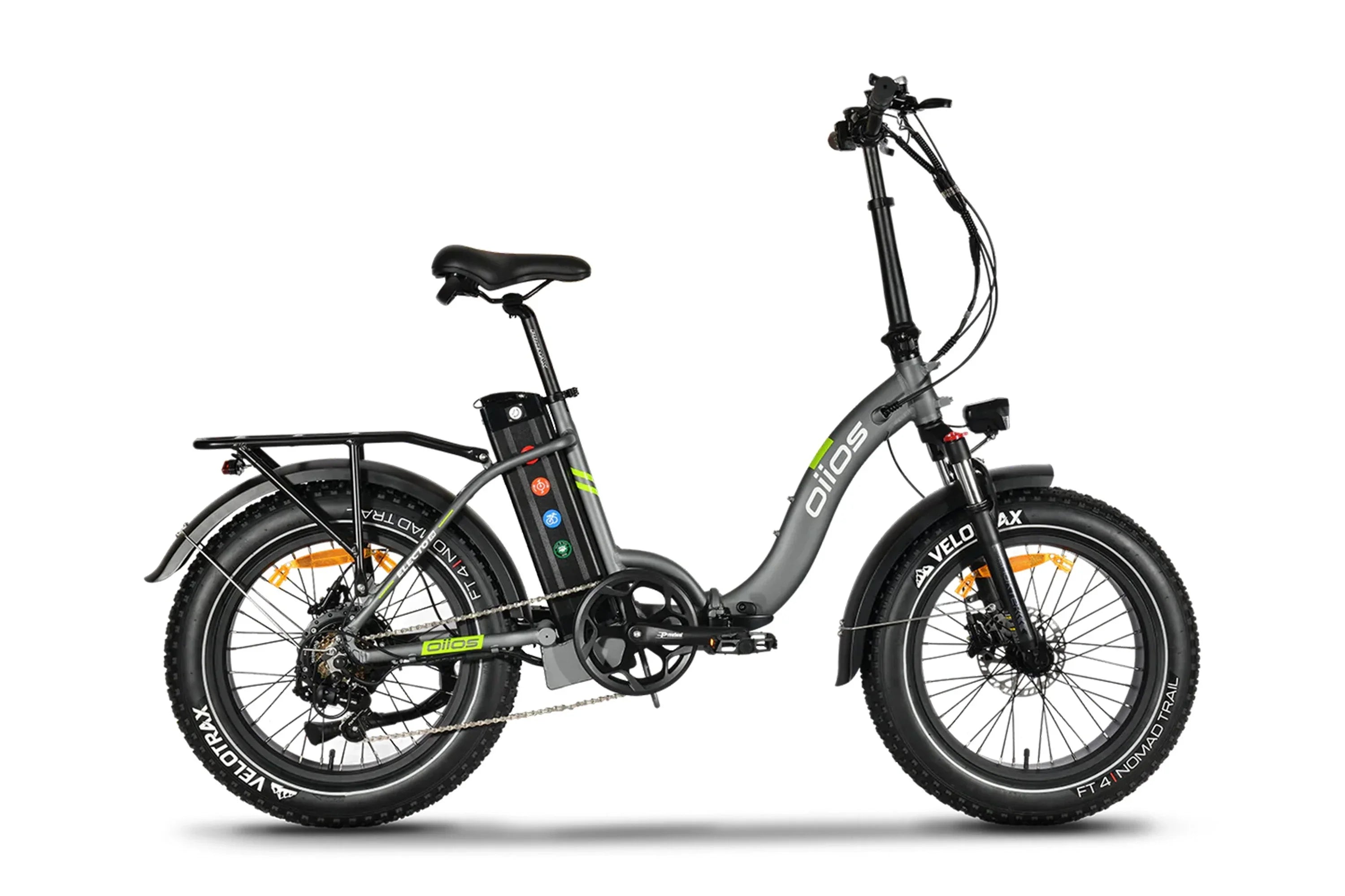 Oiios Electo 18 classic grey 20-inch folding fat tyre electric bike side view