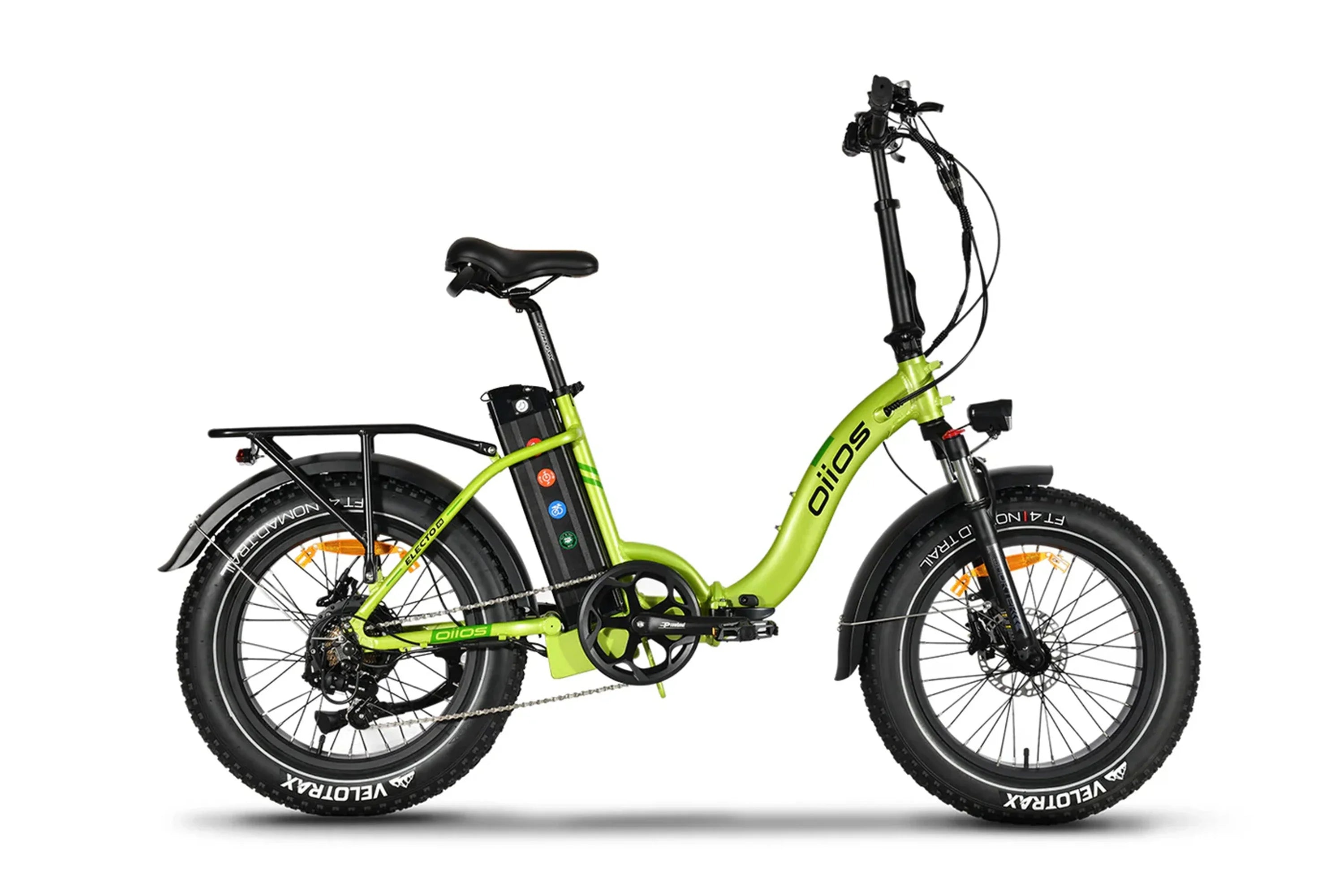 Oiios Electo 20 fat tire folding e-bike in green on a white background