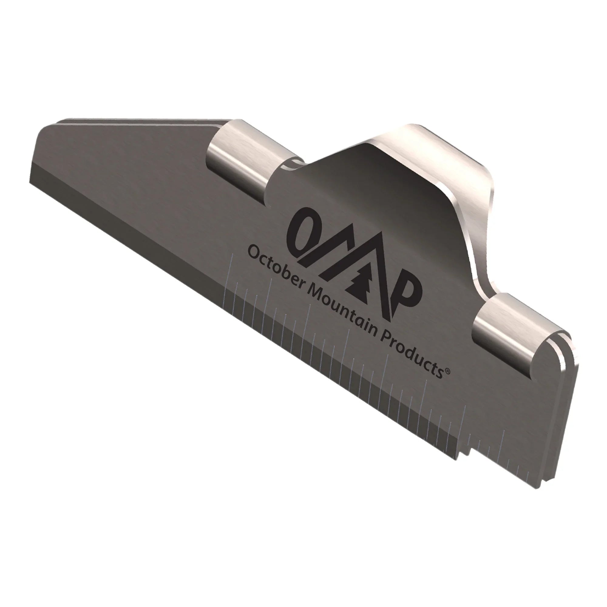 October Mountain Products metal arrow gauge tool with etched ruler markings