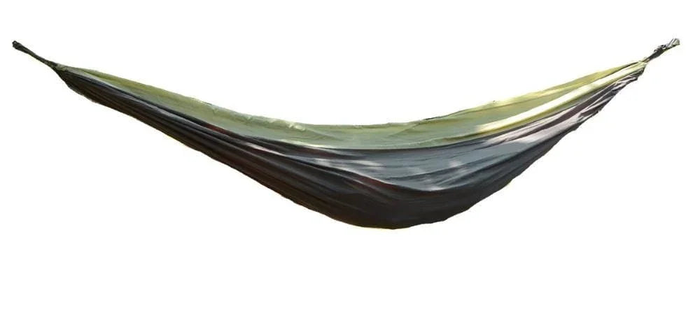 Lightweight green and gray parachute hammock hanging, camping gear product photo