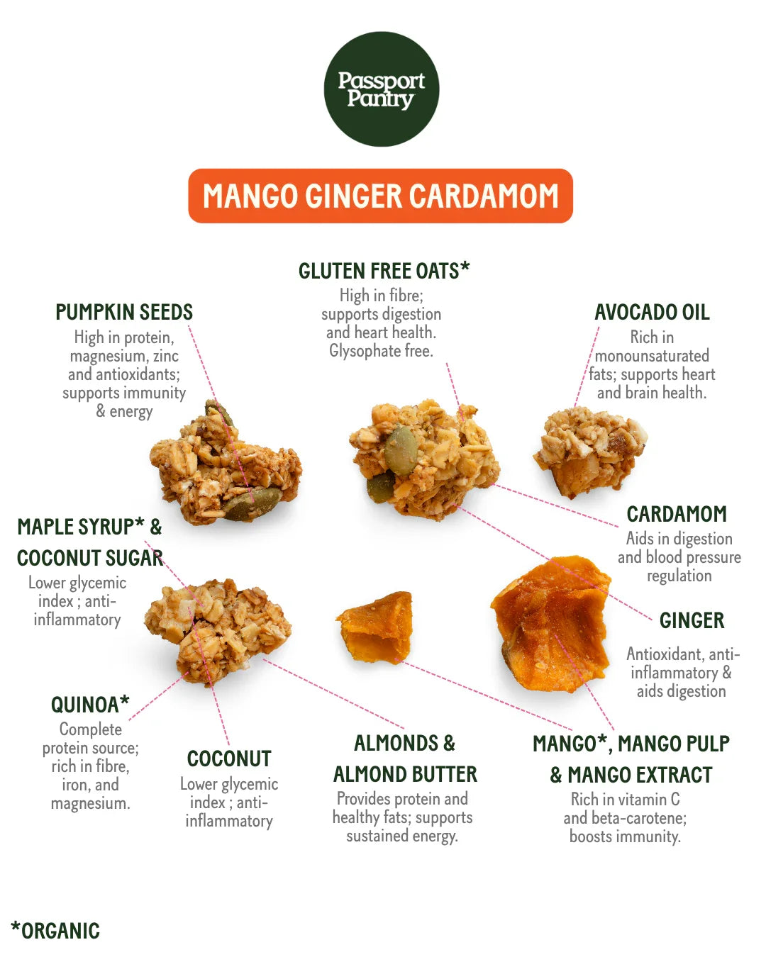 Passport Pantry Mango Ginger Cardamom | Granola Clusters