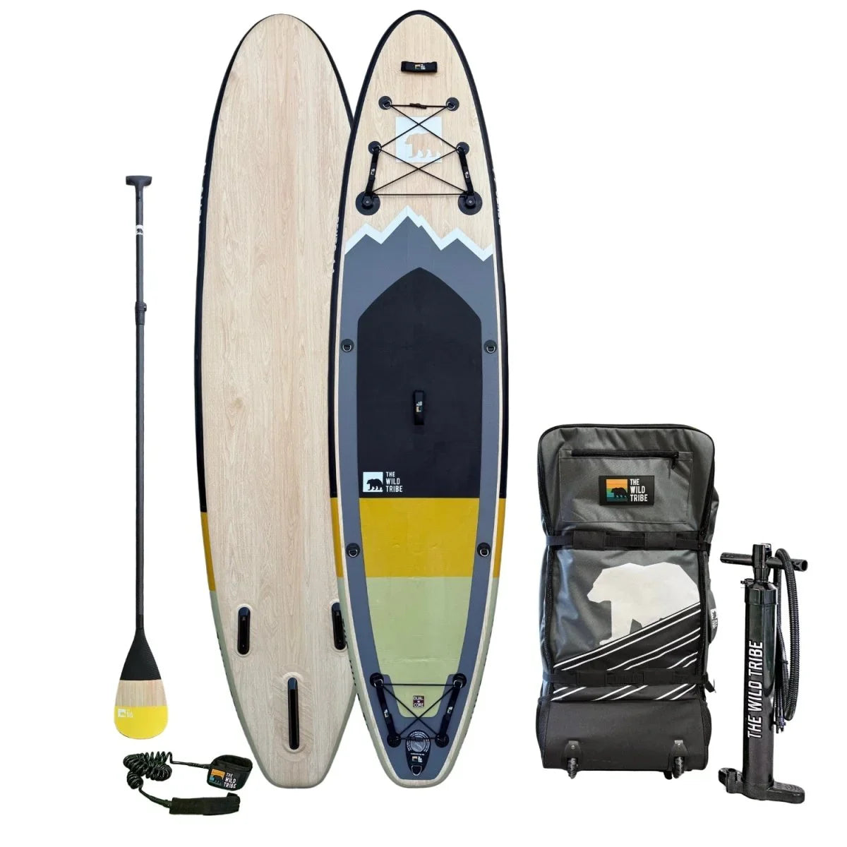 Peyto 11 inflatable paddle board set with carbon paddle, pump, and carry bag from The Wild Tribe