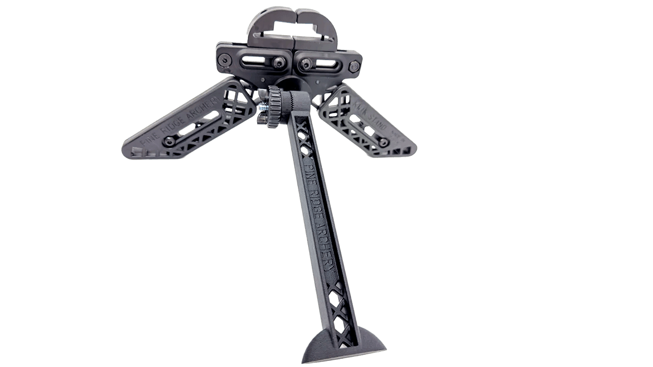 Pine Ridge Archery Kwik Stand tripod bow support, black, isolated on transparent background