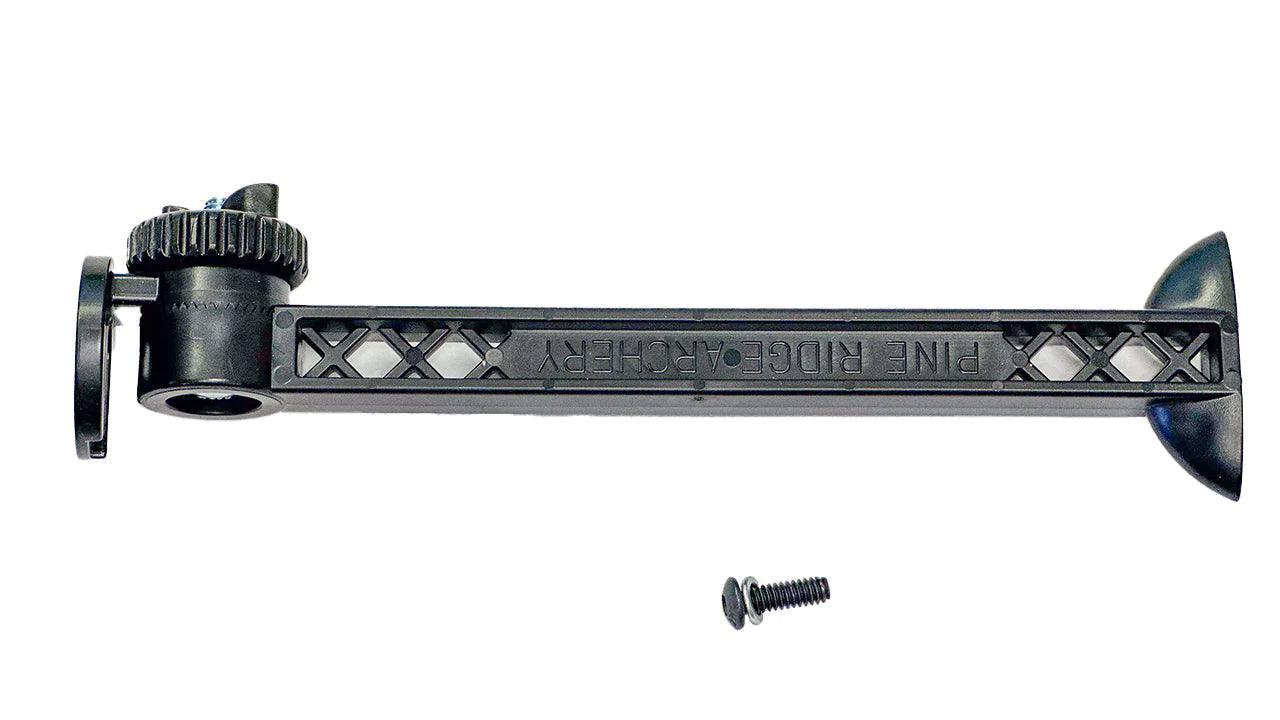 Pine Ridge Archery Kwik Stand tripod bow support in black with a single screw, on white background.