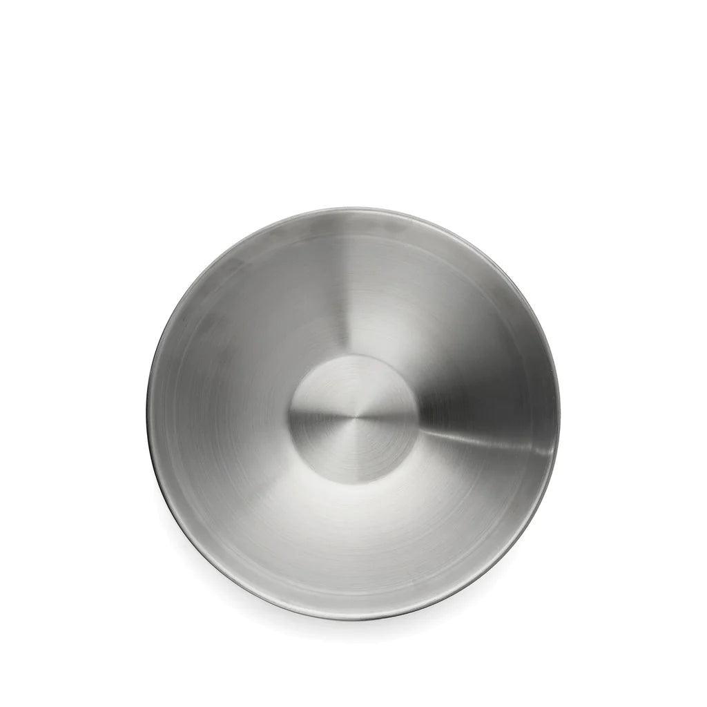 Stainless steel Primus campfire bowl on white background, outdoor camping cookware