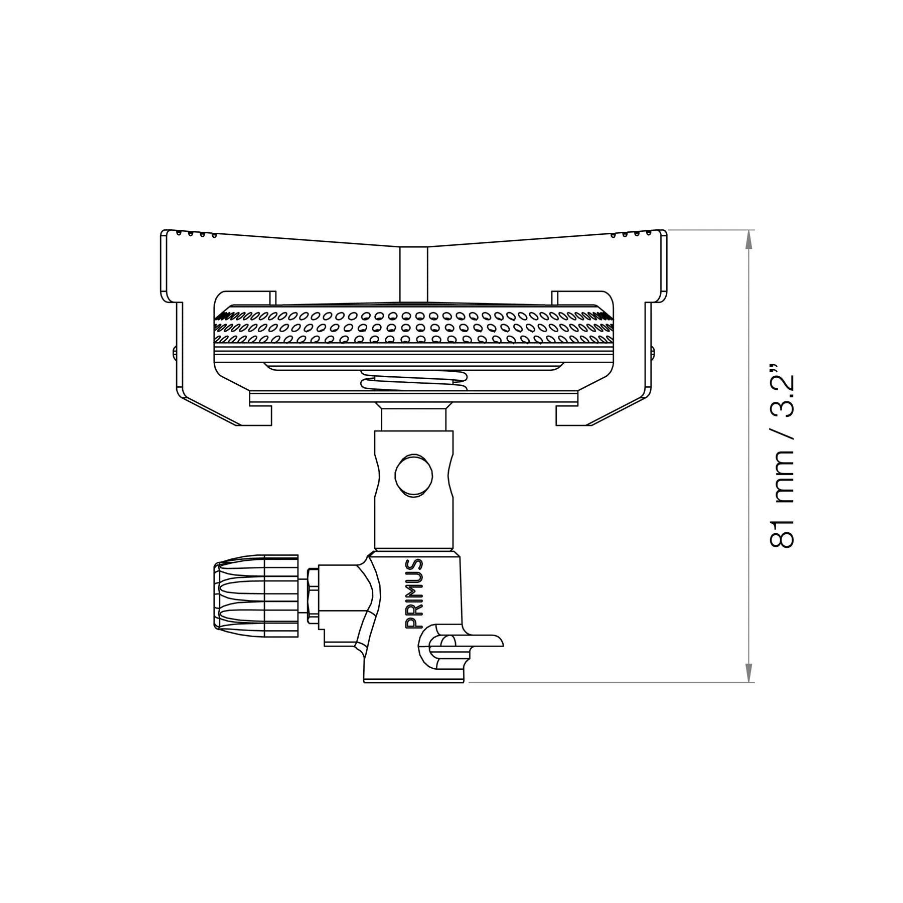 Primus Mimer Classic Trail Stove technical drawing with 81mm height measurement