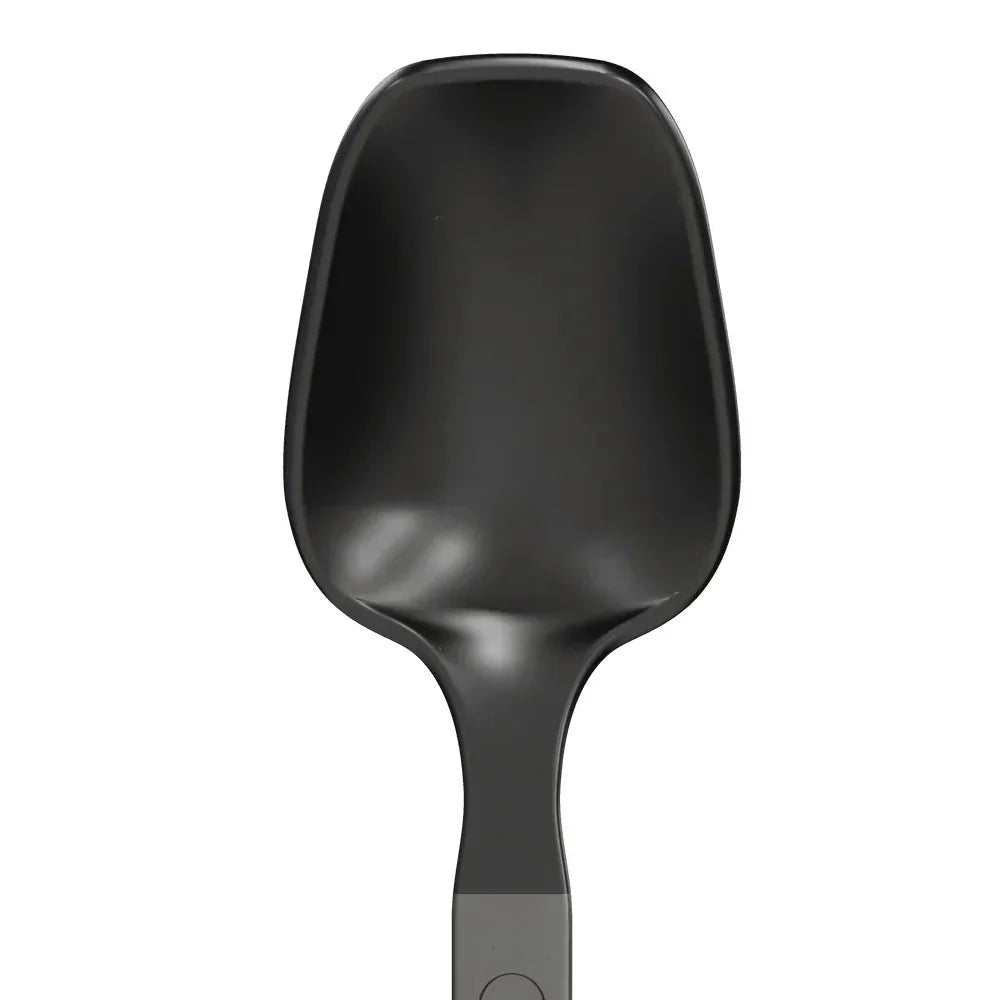 Primus long black aluminum spoon with coated surface on white background