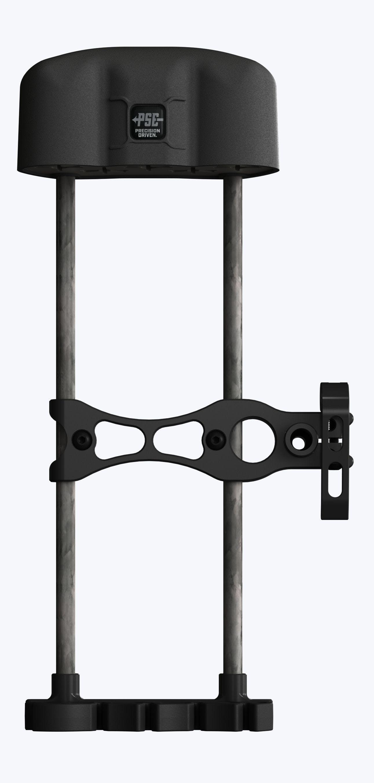 PSE Archery 1-piece black bow quiver with carbon rods on white background