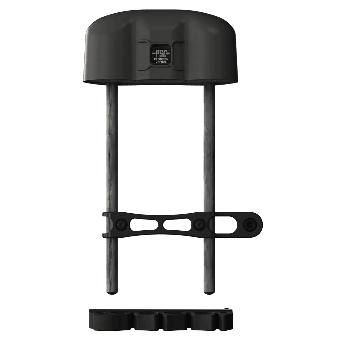 PSE Archery two-piece bow quiver with black cap and carbon rods on white background