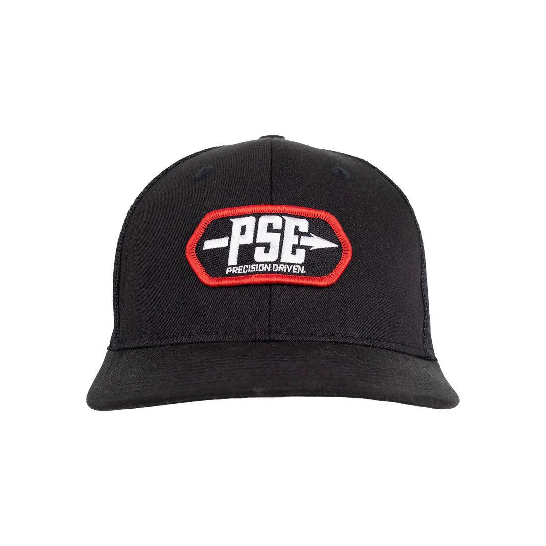 Black PSE hat with red patch and white Precision Driven arrow logo