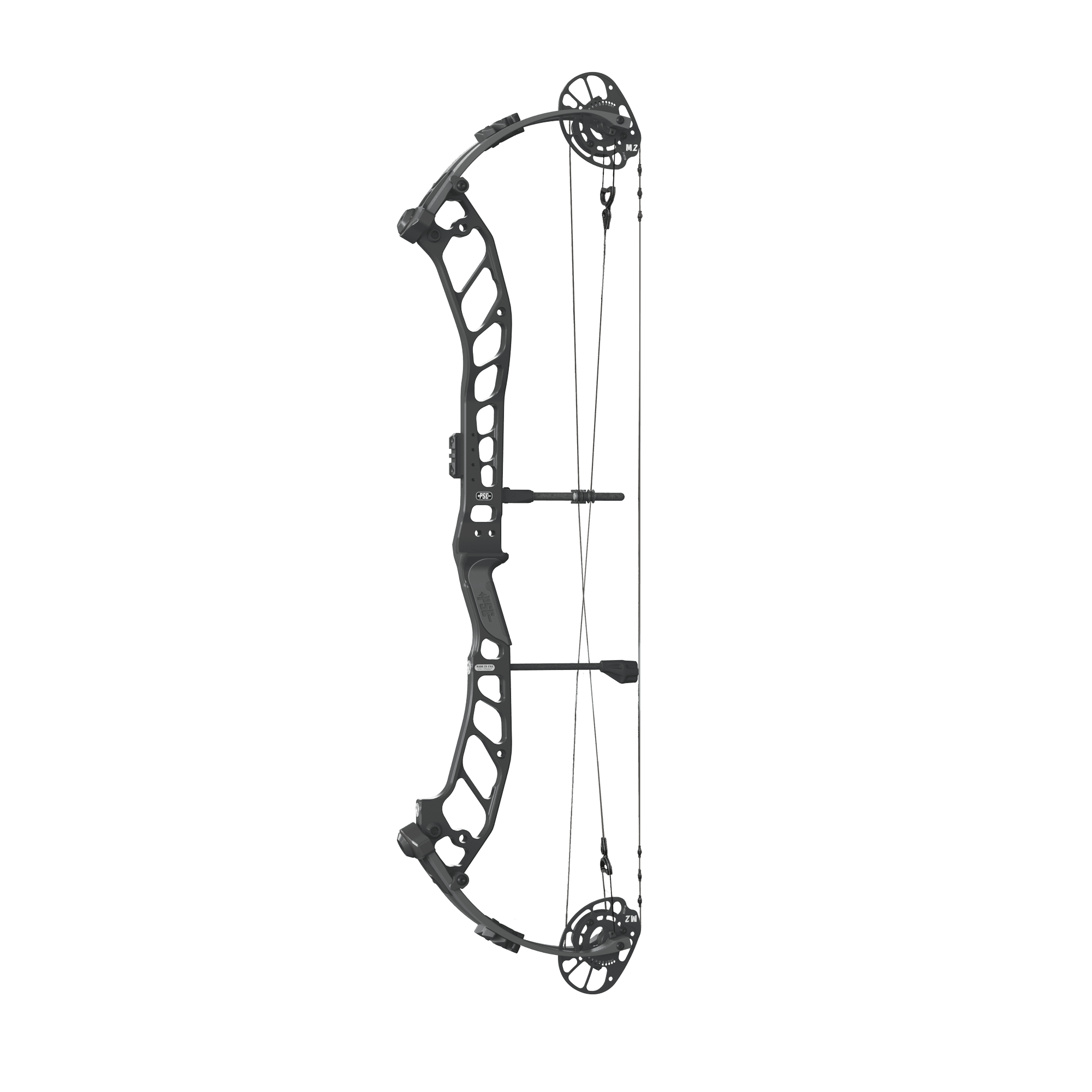 PSE Archery Shootdown Pro compound bow with E2 cams on solid blue background