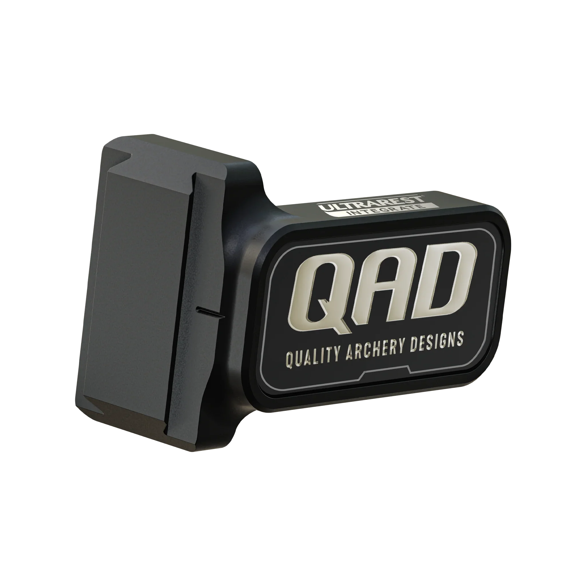 QAD Quality Archery Designs Berger Hole Adapter for bow accessories, black rectangular mount