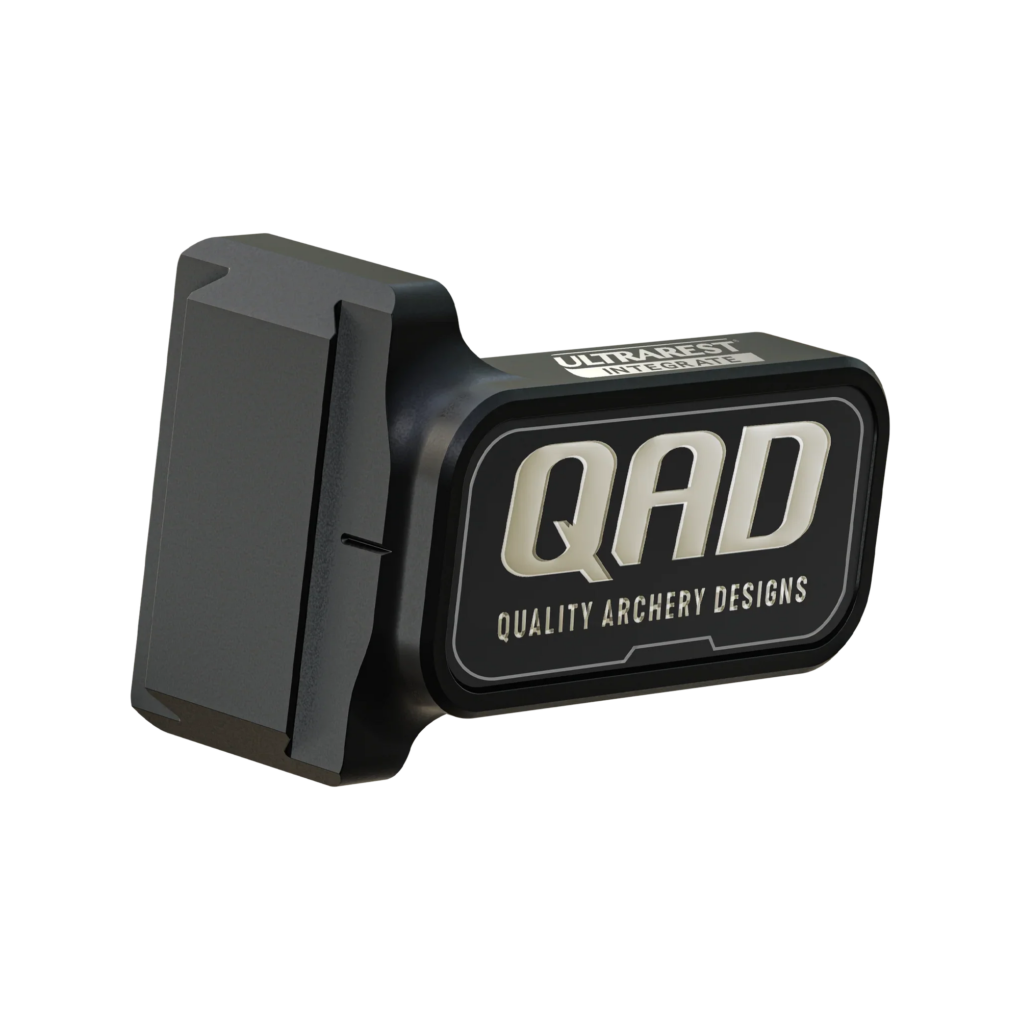 QAD Quality Archery Designs Berger Hole Adapter for bow accessories, black rectangular mount