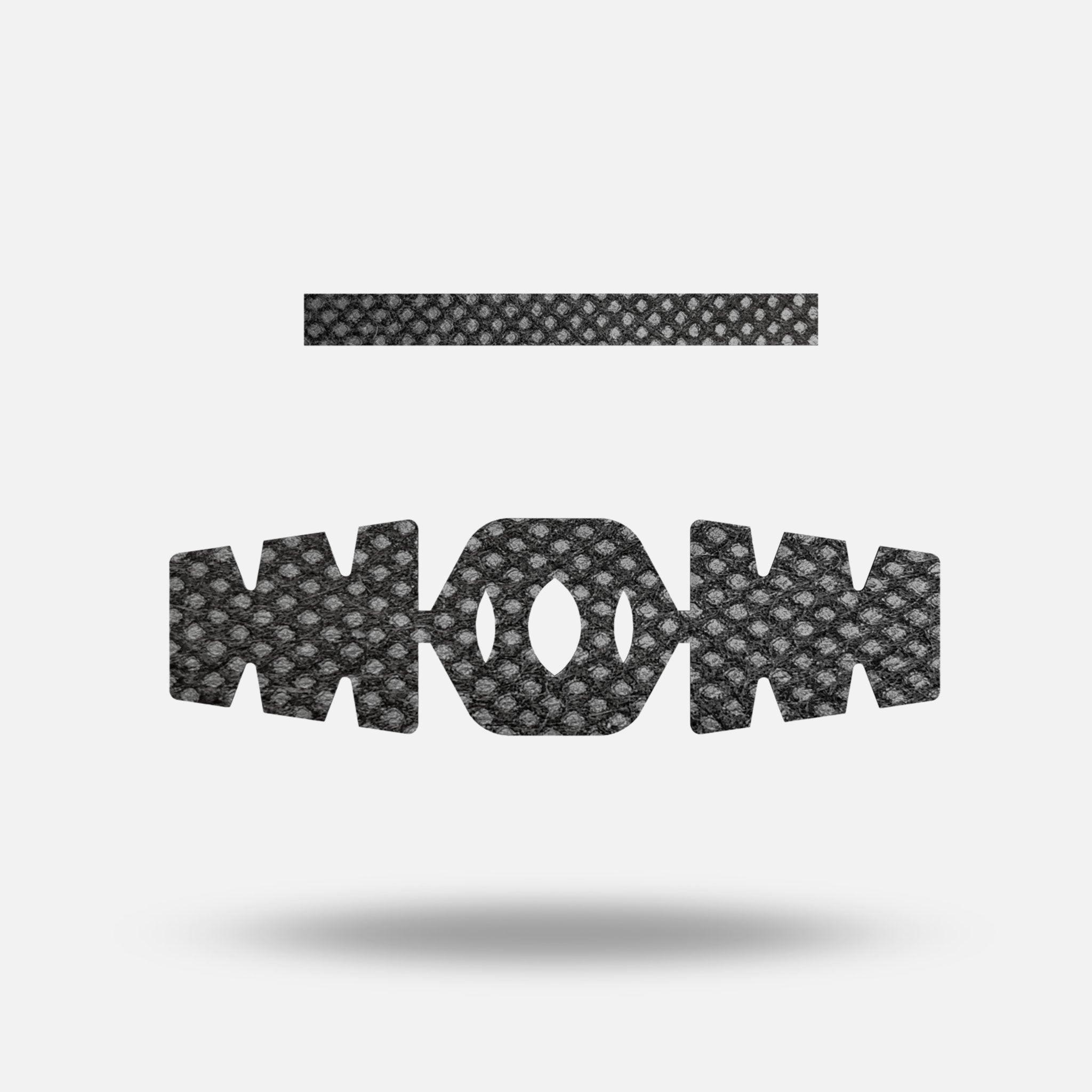 QAD archery laser cut felt kit with textured black felt pieces on white background