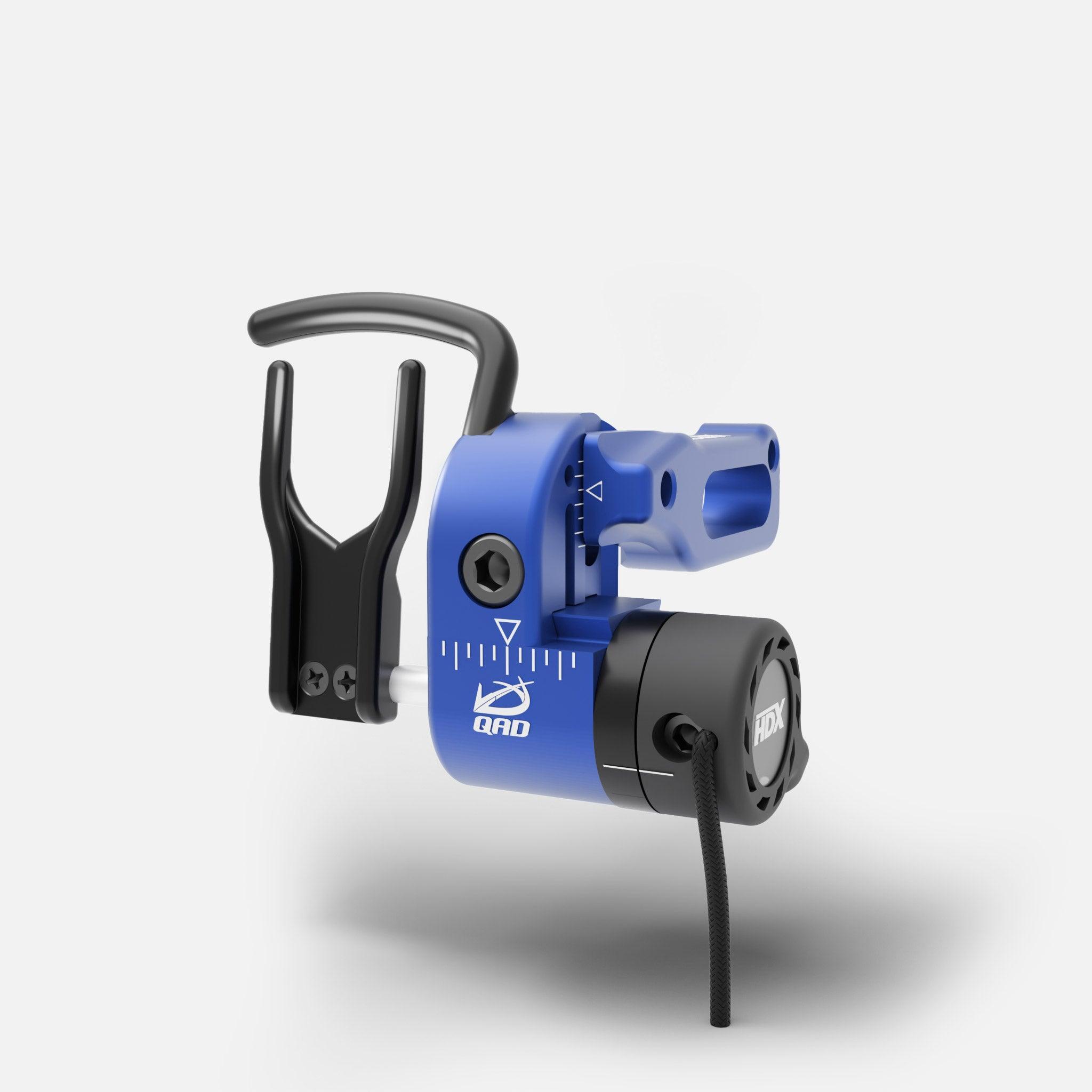 QAD HDX blue arrow rest for compound bow, precision archery accessory, white background