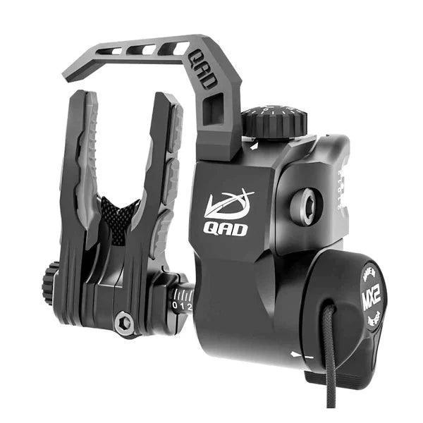 QAD Integrate MX2 arrow rest in black with detailed adjustment dials, isolated on white background.