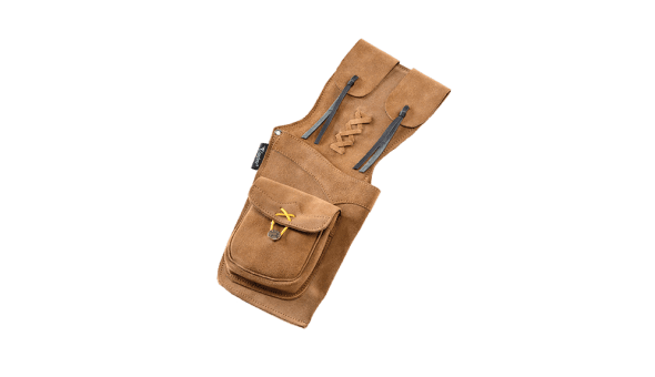 Ragim Archery brown suede side quiver with pocket and lace detail, outdoor sports gear