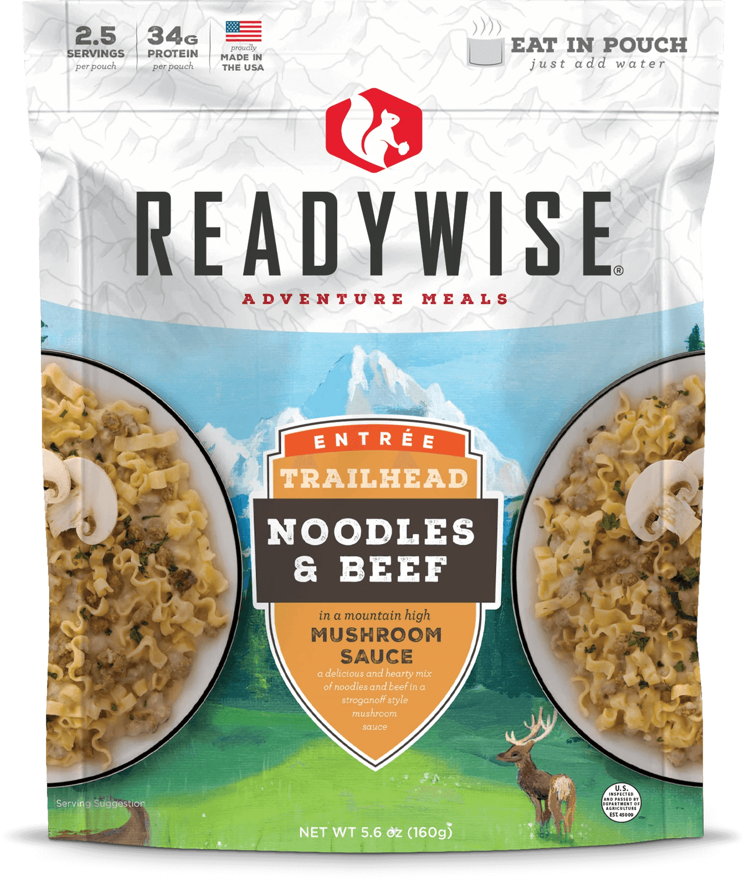 ReadyWise Trailhead Noodles & Beef in mushroom sauce freeze-dried meal pouch