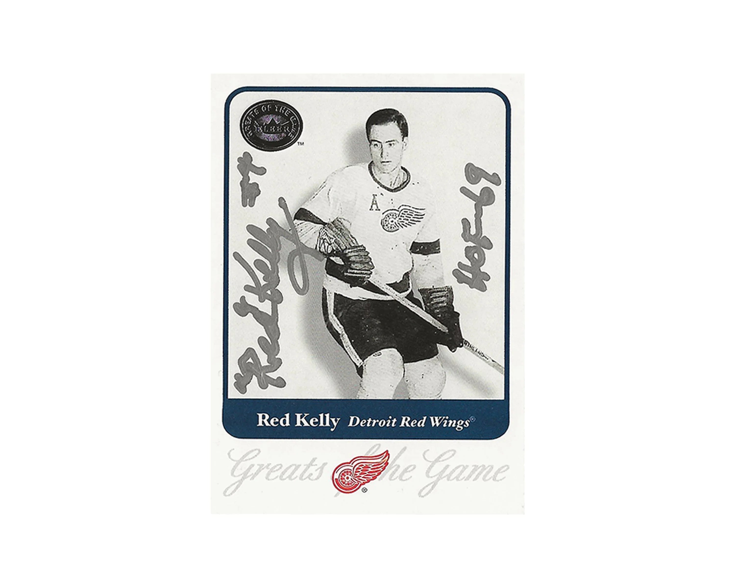 Red Kelly Detroit Red Wings signed hockey trading card with Hall of Fame logo