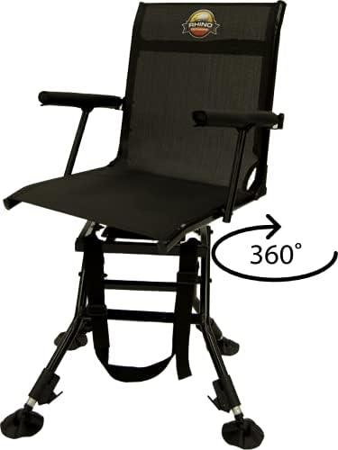 Black Rhino swivel fishing chair with armrests and 360-degree rotation feature