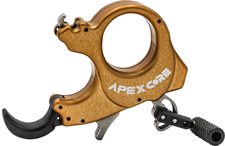 Scott Archery Apex Core release aid with bronze finish and trigger, close-up product photo