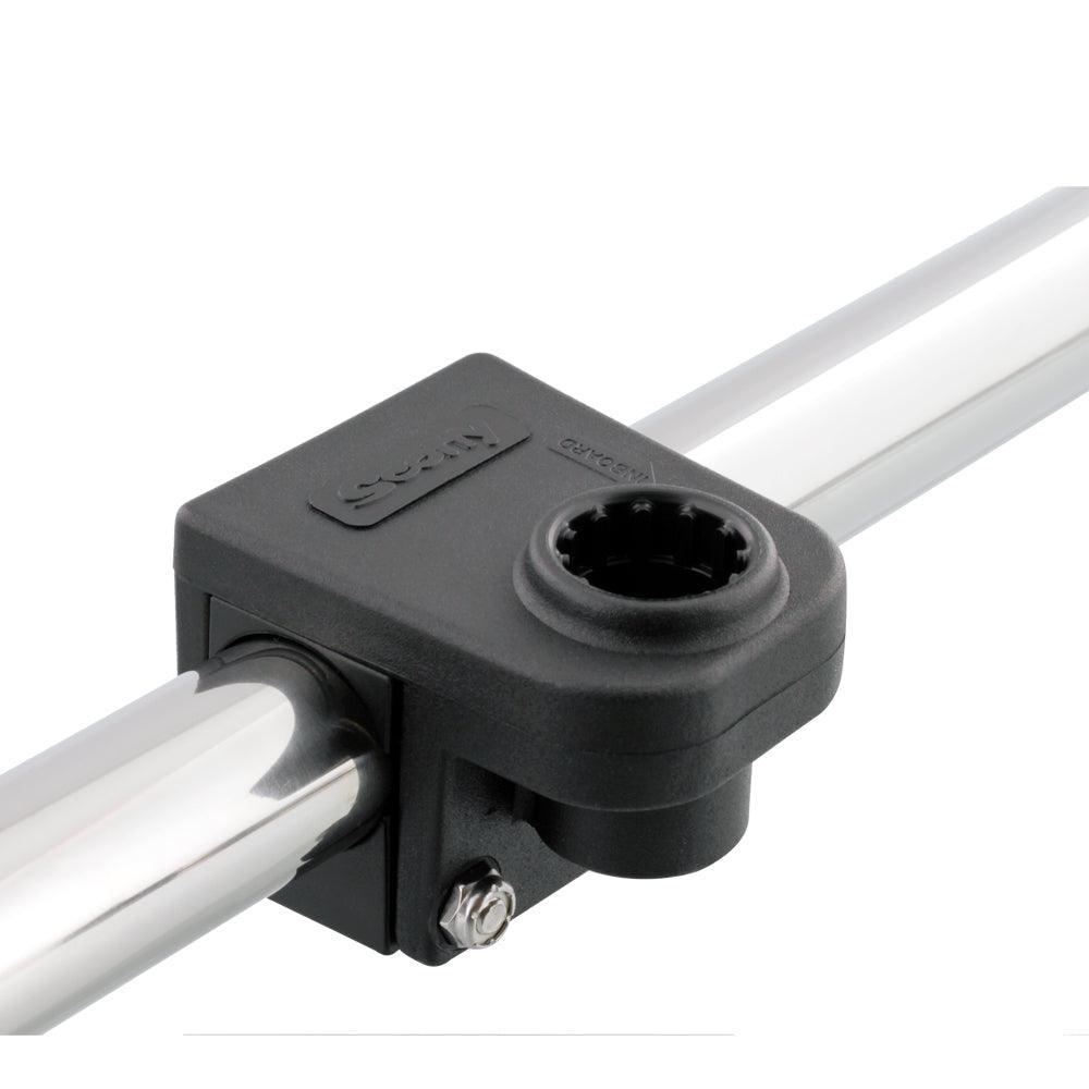 Scotty 1-1/4 inch rail mount for rod holders on a round metal bar