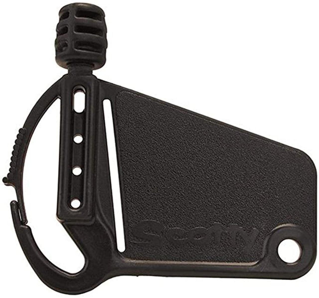 Scotty downrigger cable coupler in black plastic, textured surface, close-up product image