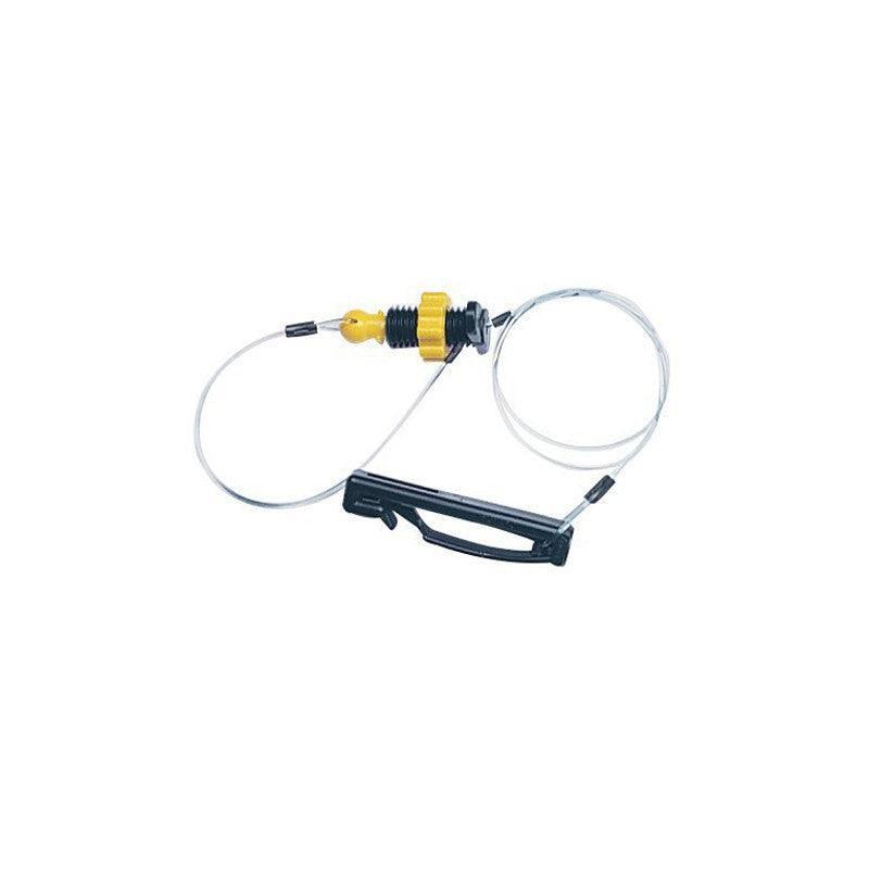 Garden hose spray nozzle with adjustable yellow and black connector and clear tubing