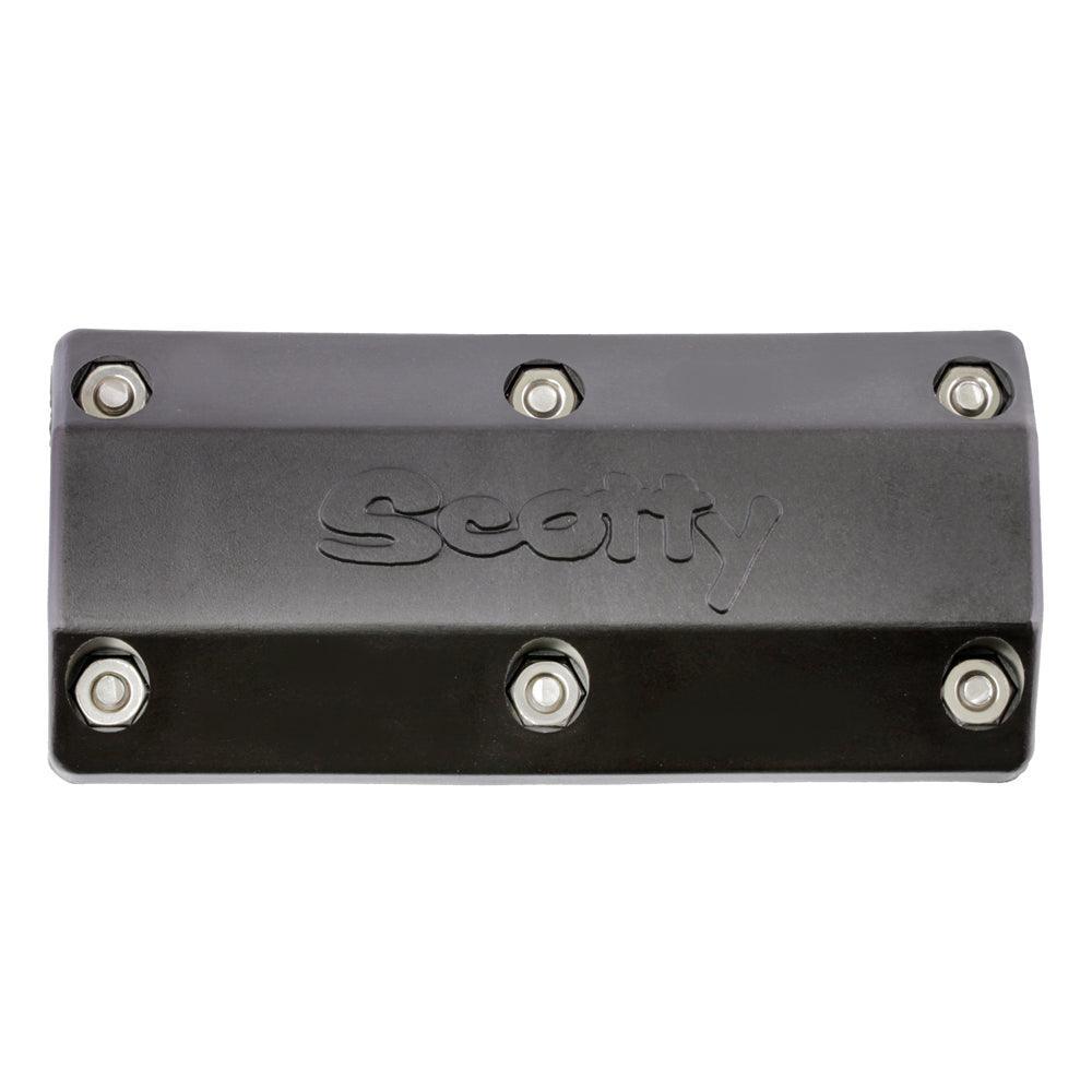 Black Scotty brand mounting bracket with six bolts, fishing accessory hardware