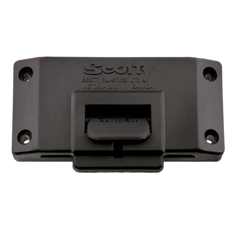 Scotty Triggerlock black plastic mounting bracket with four screw holes