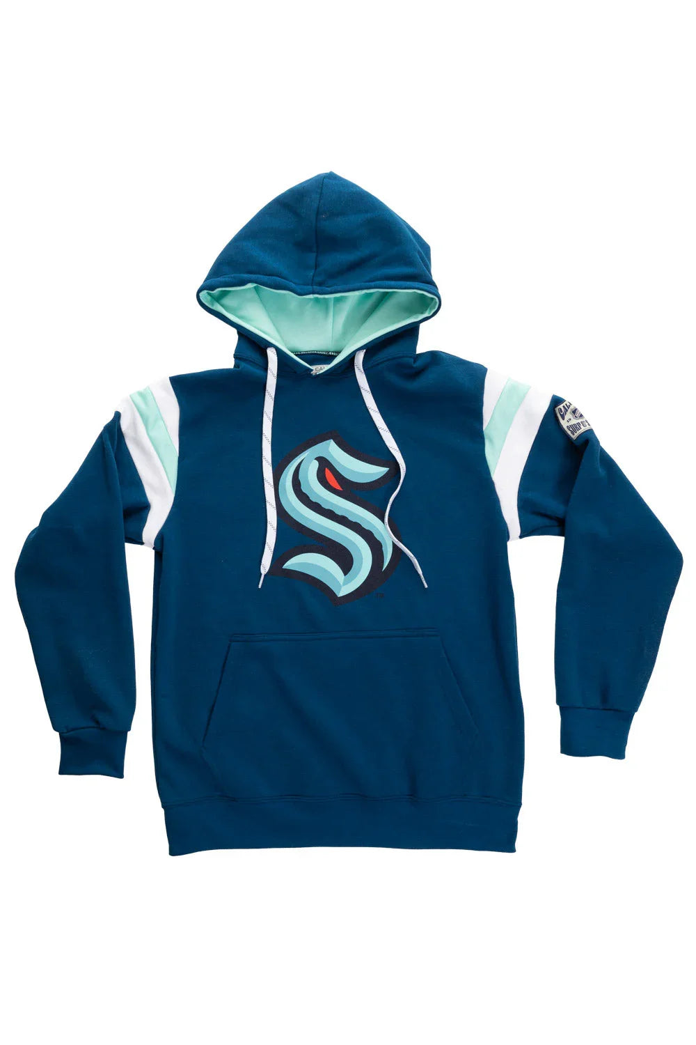 Seattle Kraken varsity hoodie with team logo and teal, white color accents