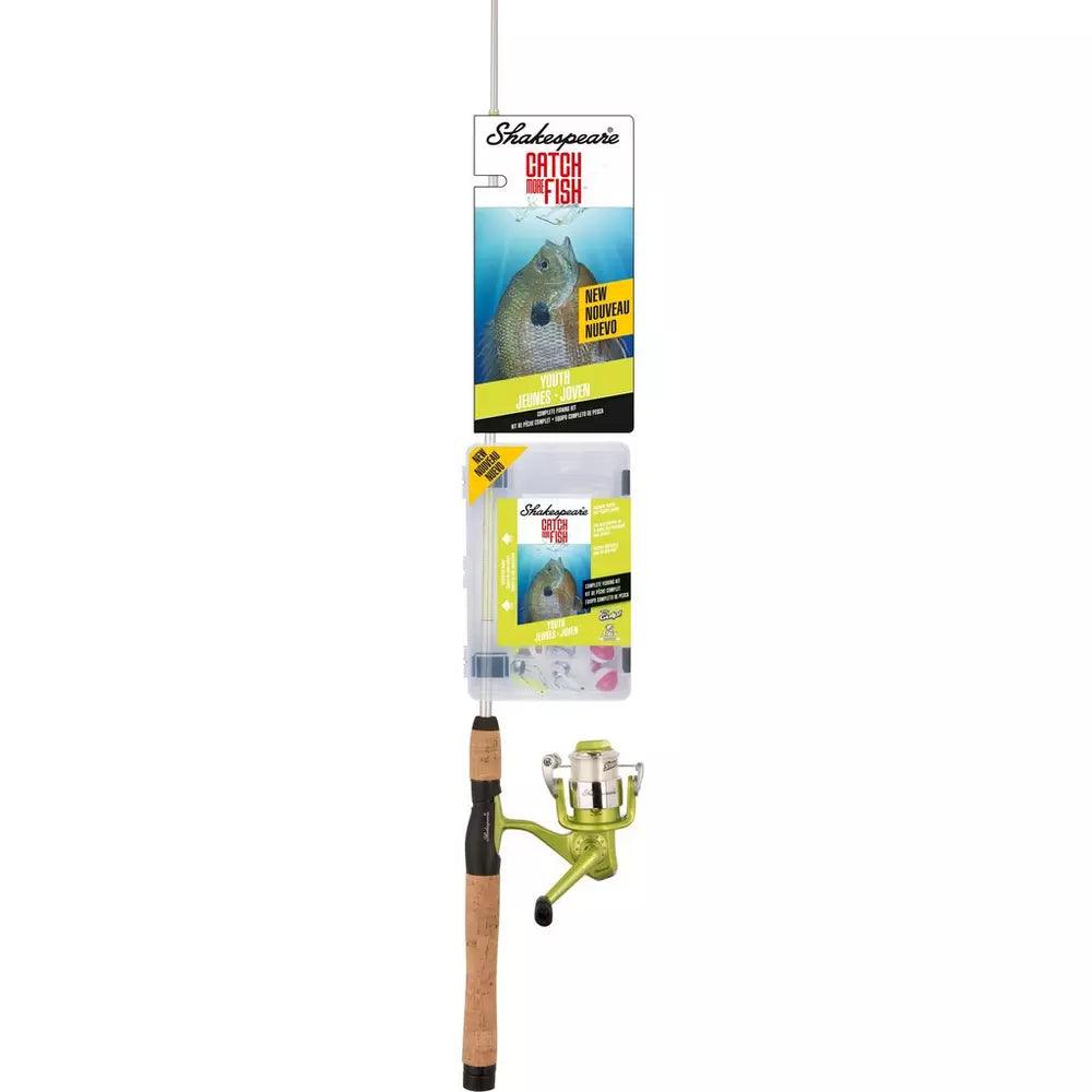 Shakespeare Catch More Fish youth spinning combo fishing rod with reel and tackle kit