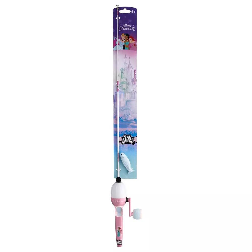 Disney Princess kids pink fishing rod set in retail packaging with castle illustration
