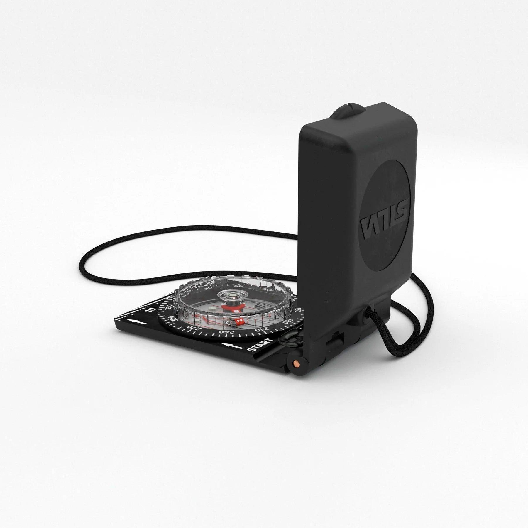 Silva Ranger SL black baseplate compass with mirror and lanyard on white background