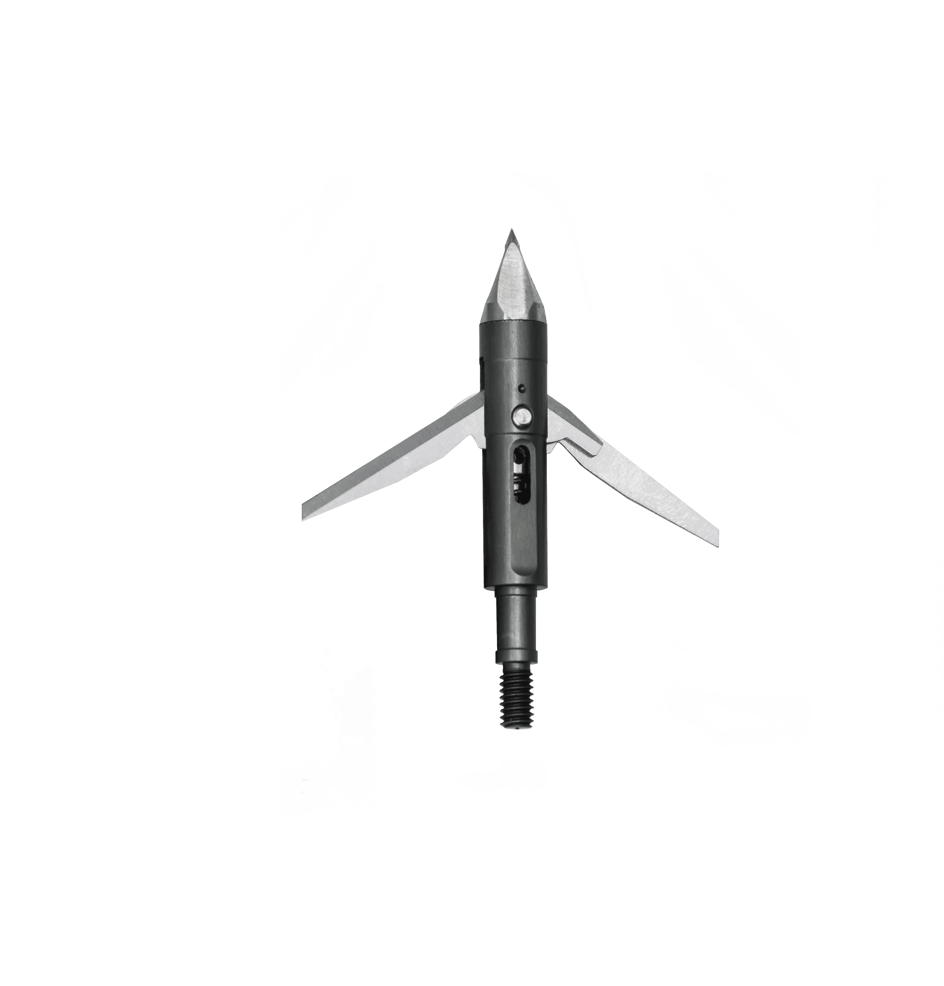 Slick Trick Archery Torch broadhead with two open blades on a dark background