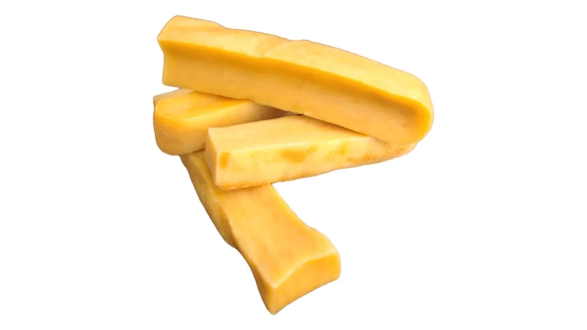 Small Himalayan Yak Snak dog chews stacked on white background