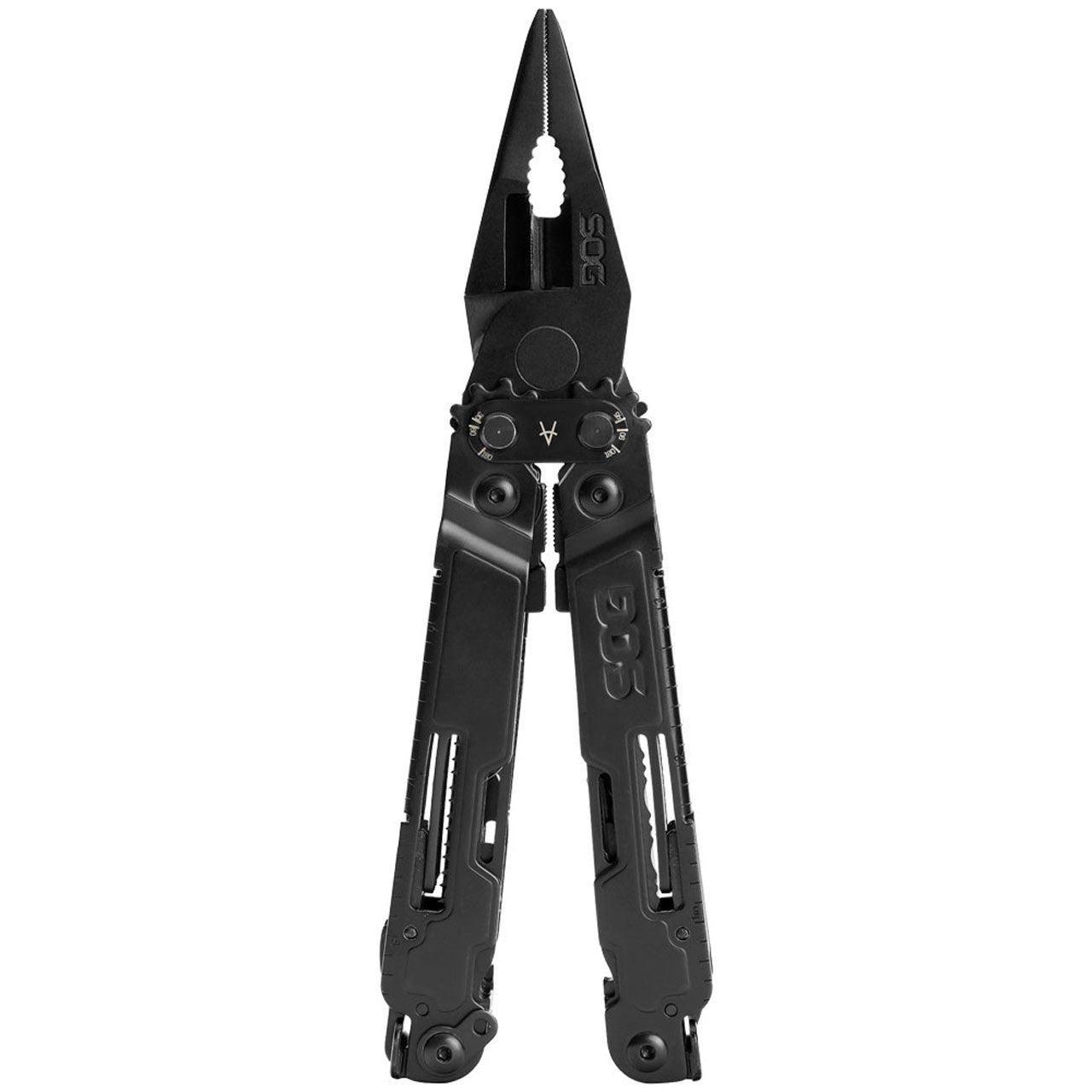 SOG PowerAccess Deluxe multi-tool with black handles and pliers on white background