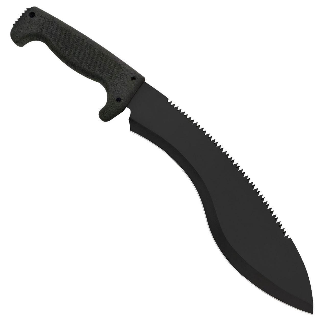 SOGfari kukri machete with black blade and sawback edge, outdoor survival knife
