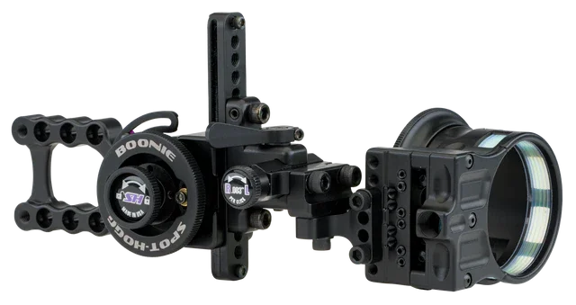 Spot-Hogg Boonie HM 3-Pin MRT bow sight with adjustment knobs, black aluminum