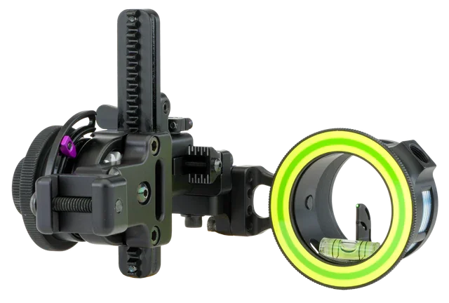 Spot-Hogg MRT single pin bow sight with fluorescent ring and bubble level