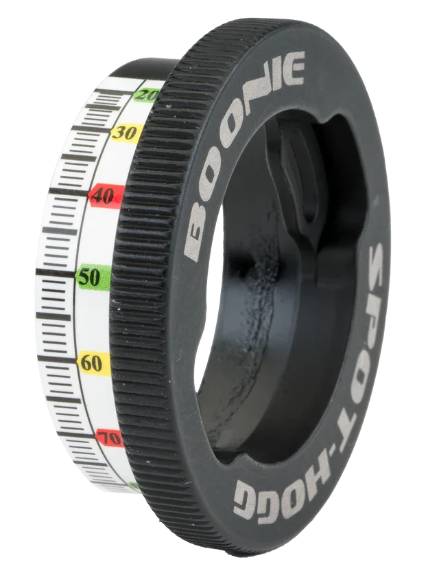 Spot Hogg Boonie dial wheel with yardage tape for archery sight adjustment
