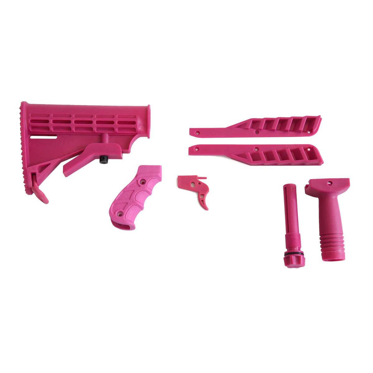 Pink Steambow AR-6 Stinger II color kit parts for archery crossbow on white background