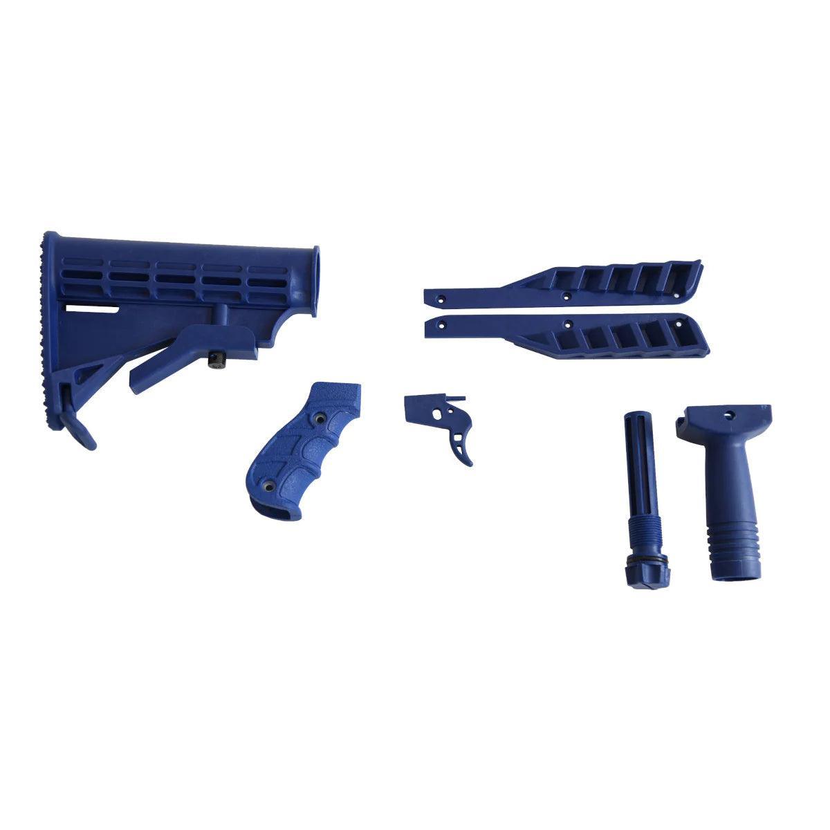 Steambow AR-6 Stinger II blue color kit parts on white background
