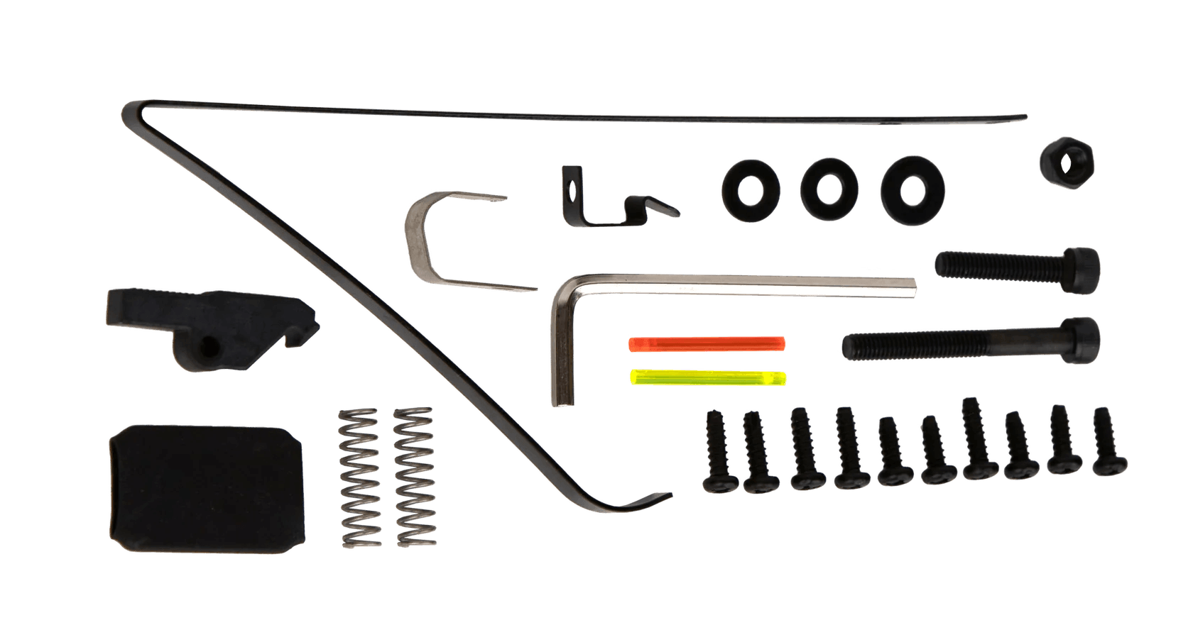 Steambow AR-6 Stinger II spare parts kit with screws, springs, washers, and tools