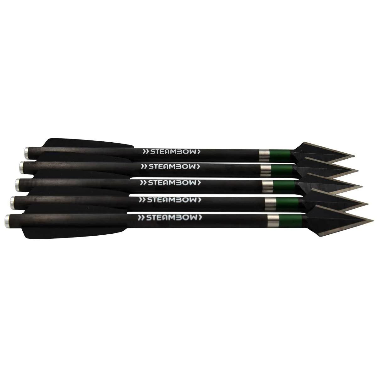 Steambow AR-Series carbon war bolts 5-pack with sharp broadheads