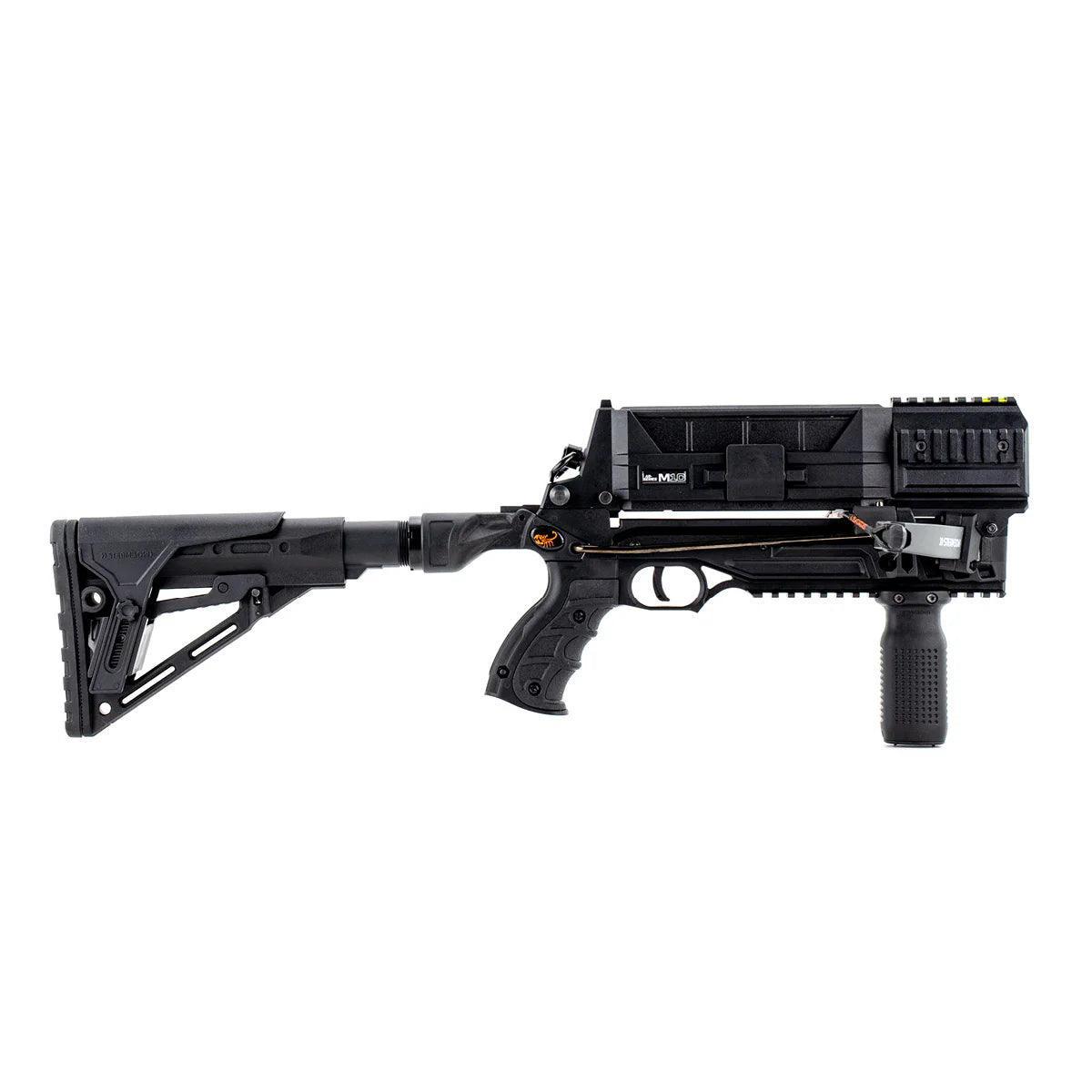 Steambow black tactical repeating crossbow with adjustable stock and vertical foregrip